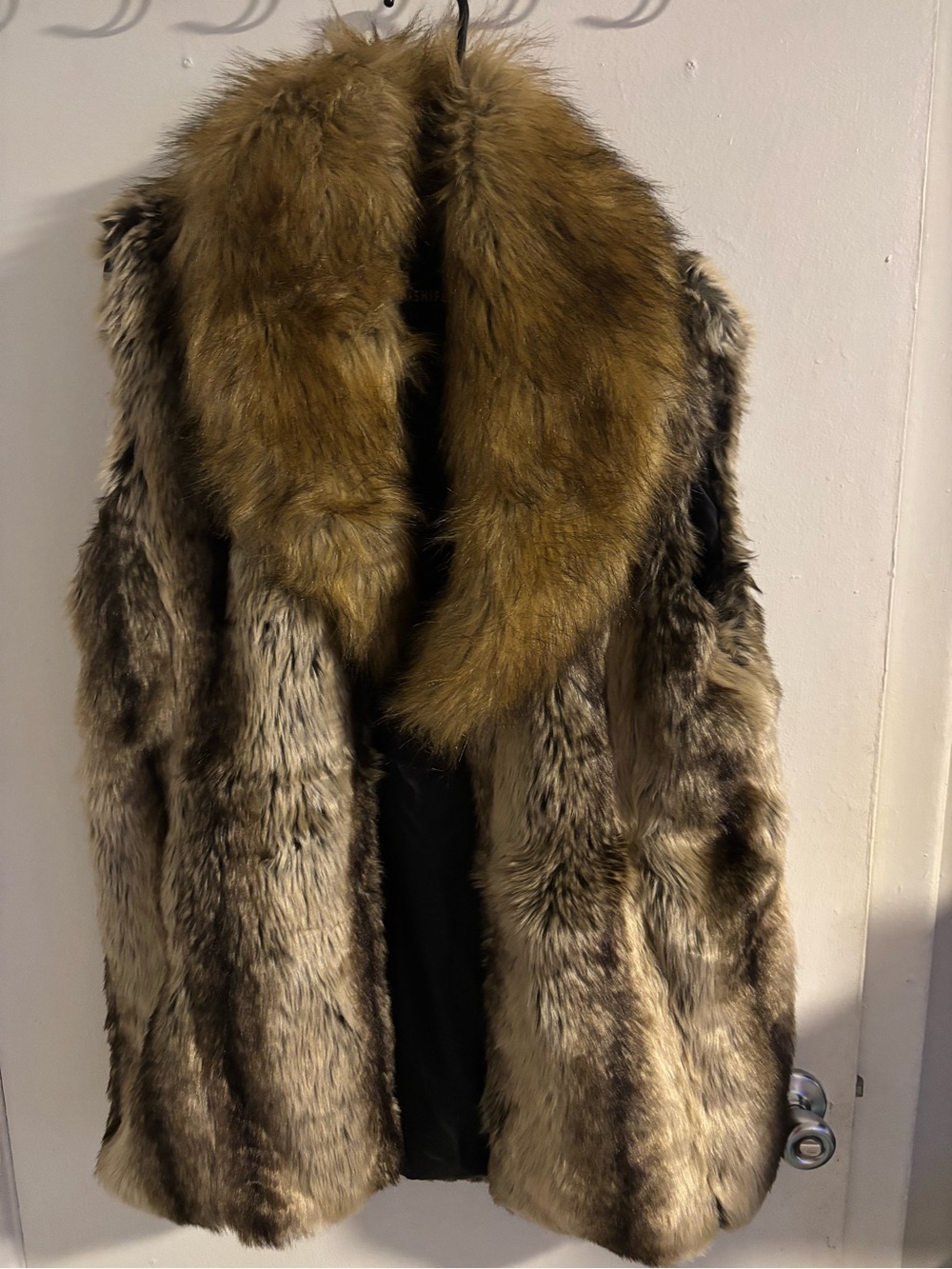 Lanshifei Women’s Faux Fur Coat Brown Animal Print Oversized Collar